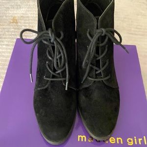 Madden Girl Domain Wedge Black Suede Ankle Bootie
